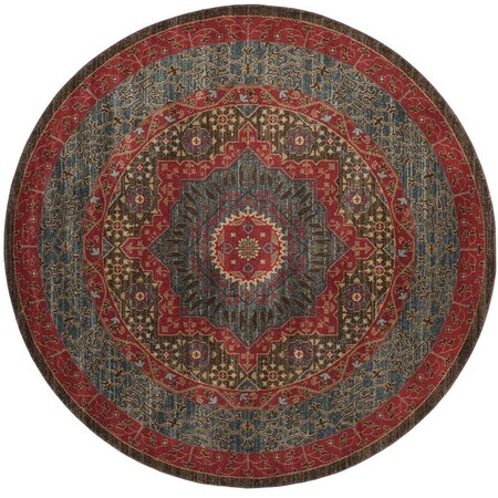 Safavieh 5 ft. - 1 in. x 5 ft. - 1 in. Mahal Power Loomed Rug, Round - Navy and Red MAH620C-5R